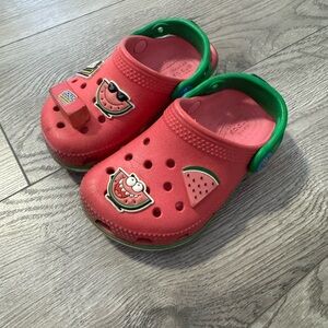 CROCS Kids Pink and Green Clogs